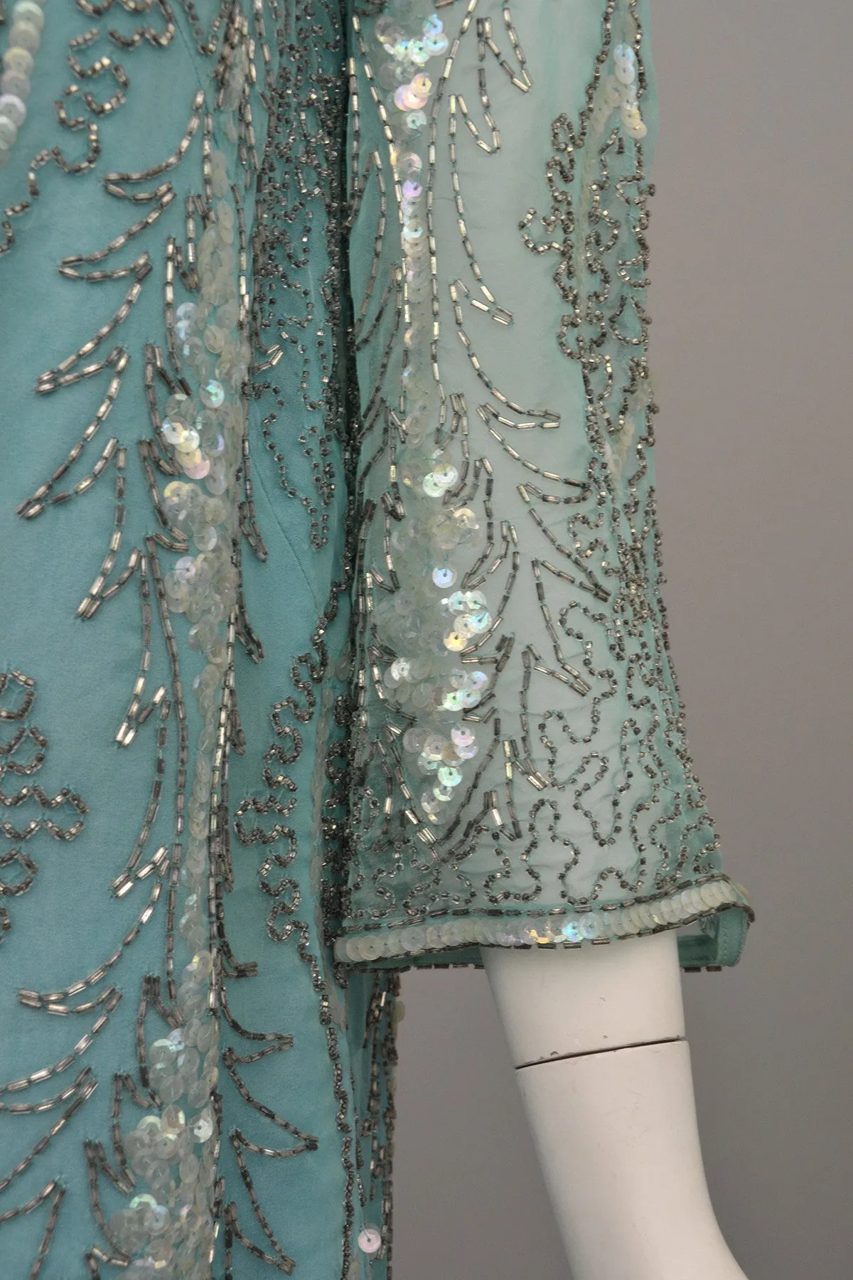 1960s Aqua Beaded Sequins MOD Party Dress