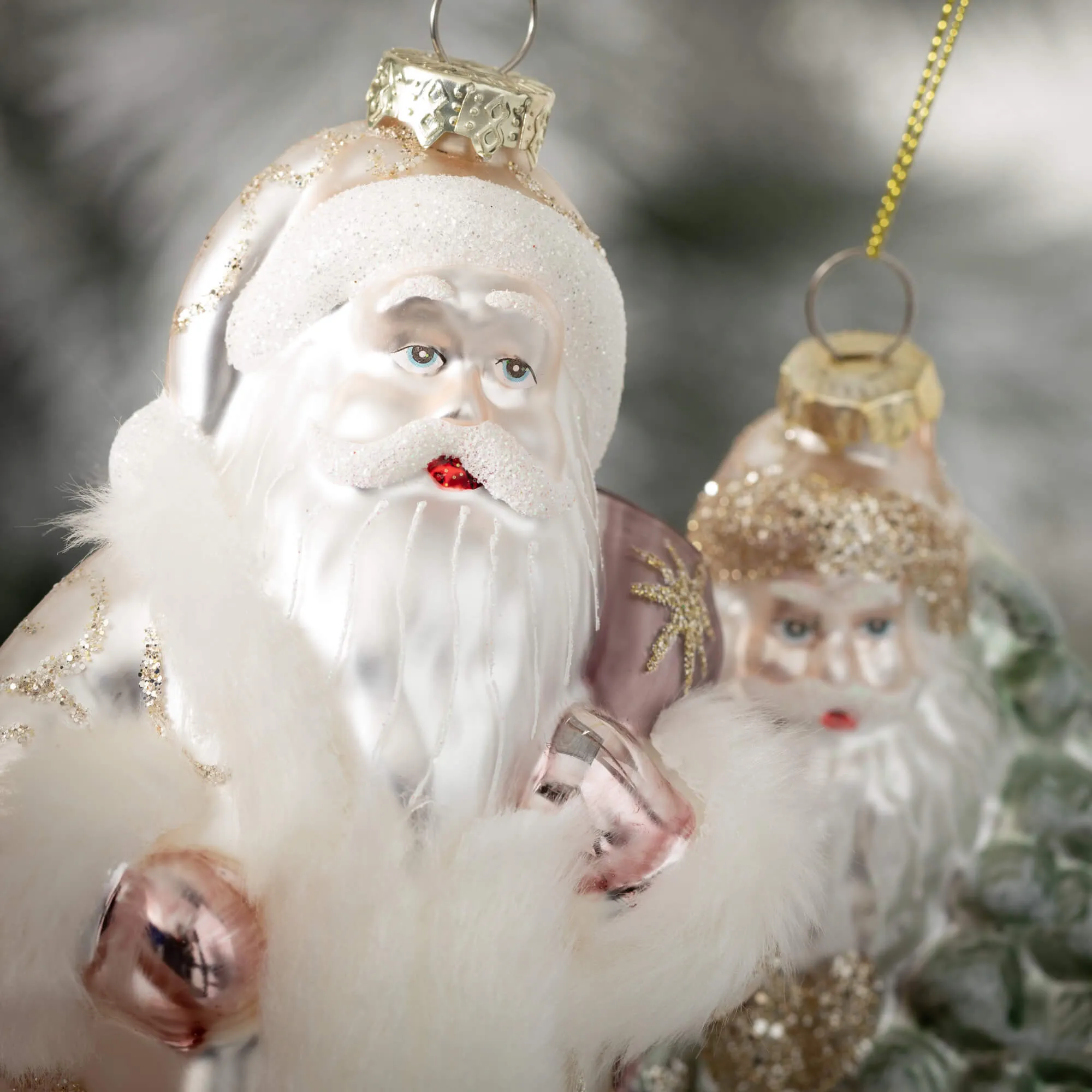 7.25"H and 7.5"H Sullivans Gold Santa Ornament - Set of 2, Multicolored Christmas Ornaments