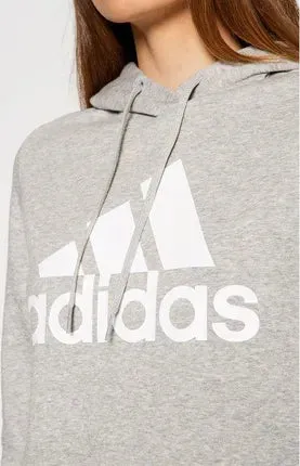 adidas ESS Logo Fleece Hoodies - Grey Heather/White