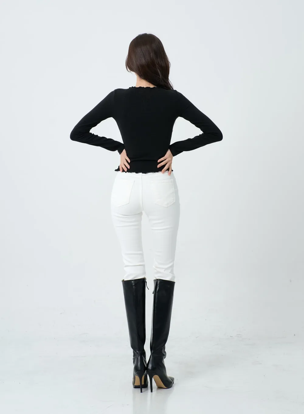 Ankle Semi Bootcut Slim Pants IO18