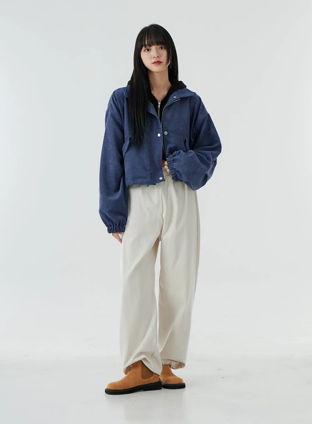 Ankle String Elastic Wide Pants OO28