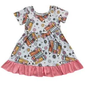 Back to School Dress Ruffle Accent - Kids Clothes