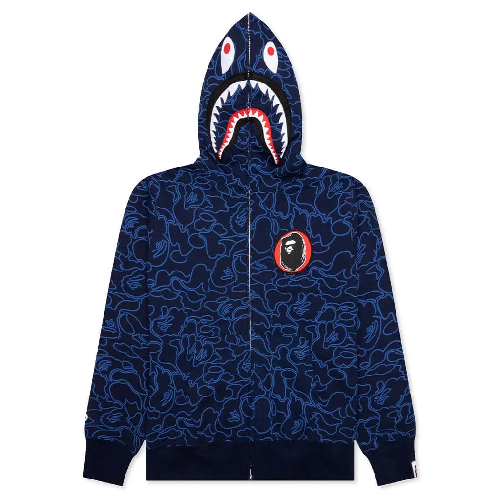 Bape 30th Anniversary Line Camo Shark Full Zip Hoodie - Navy