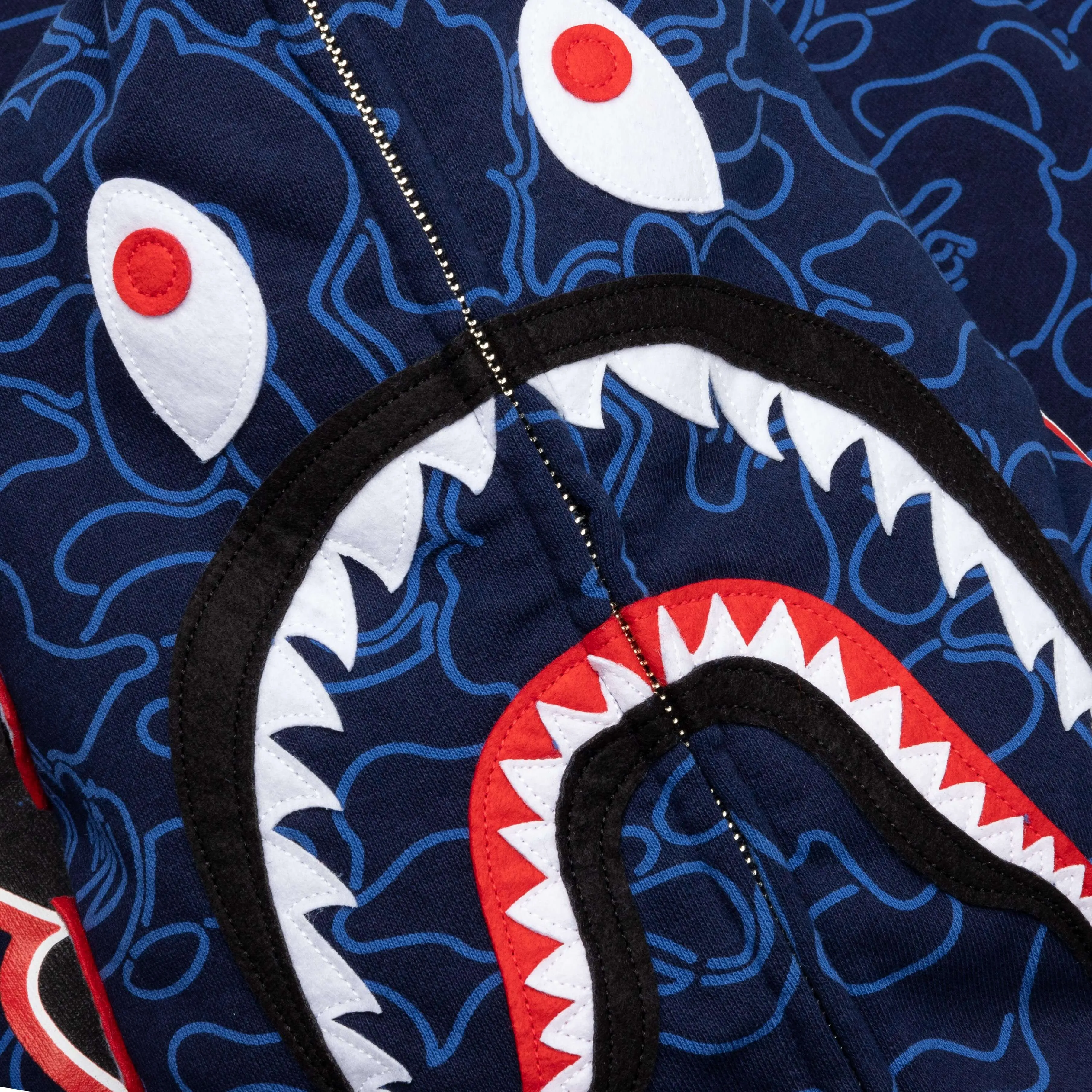 Bape 30th Anniversary Line Camo Shark Full Zip Hoodie - Navy