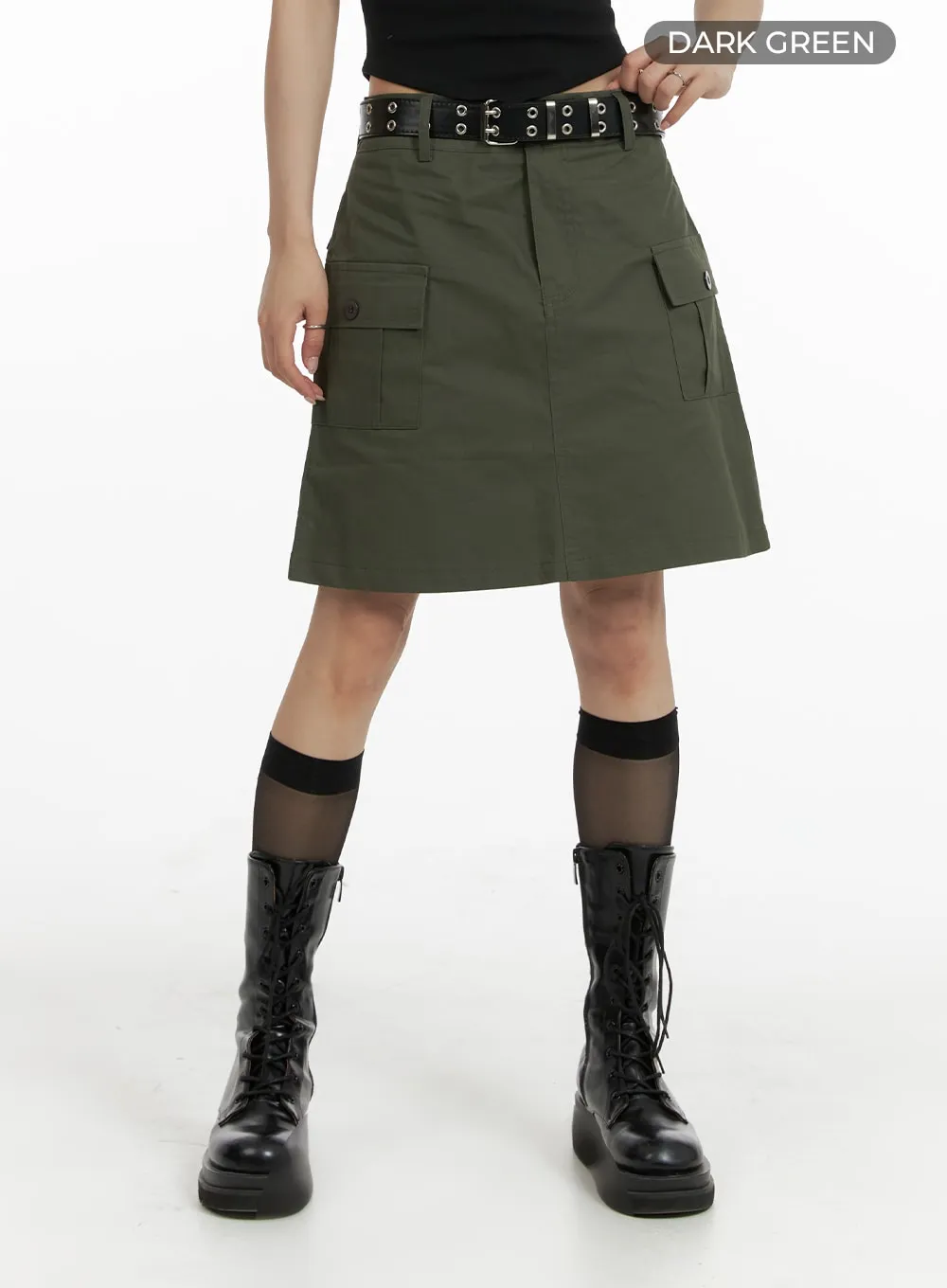 Cargo Midi Skirt with Belt CF428