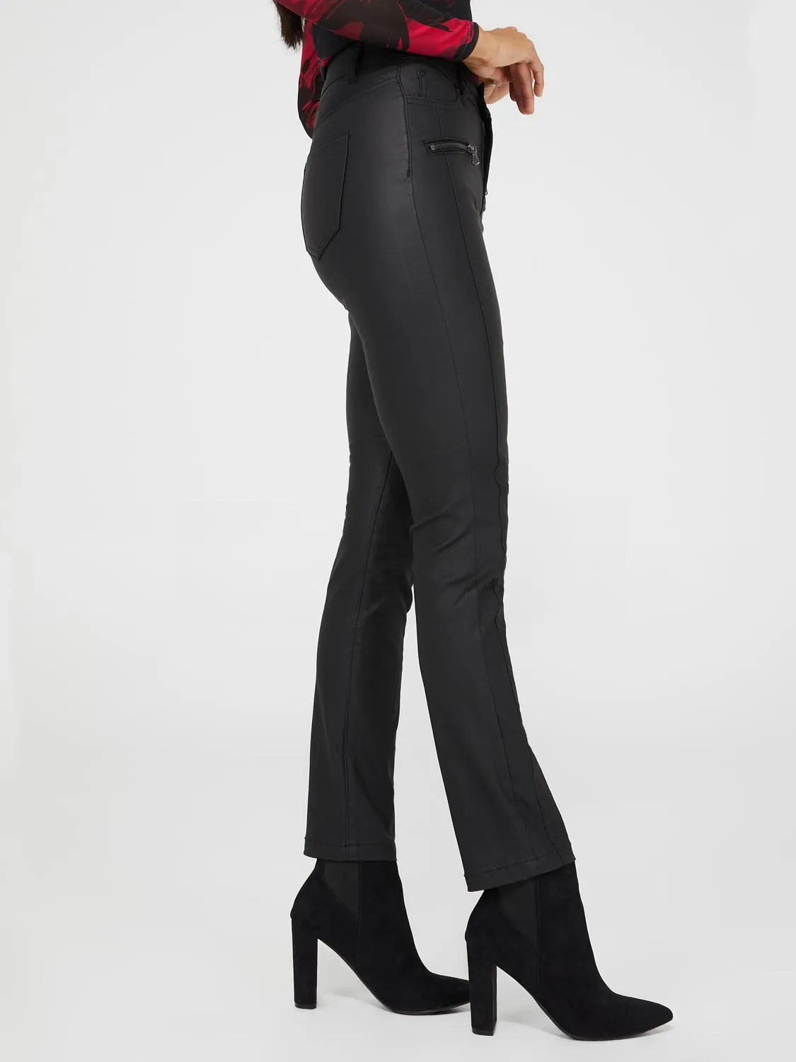 Coated Slim Straight Leg Jeans