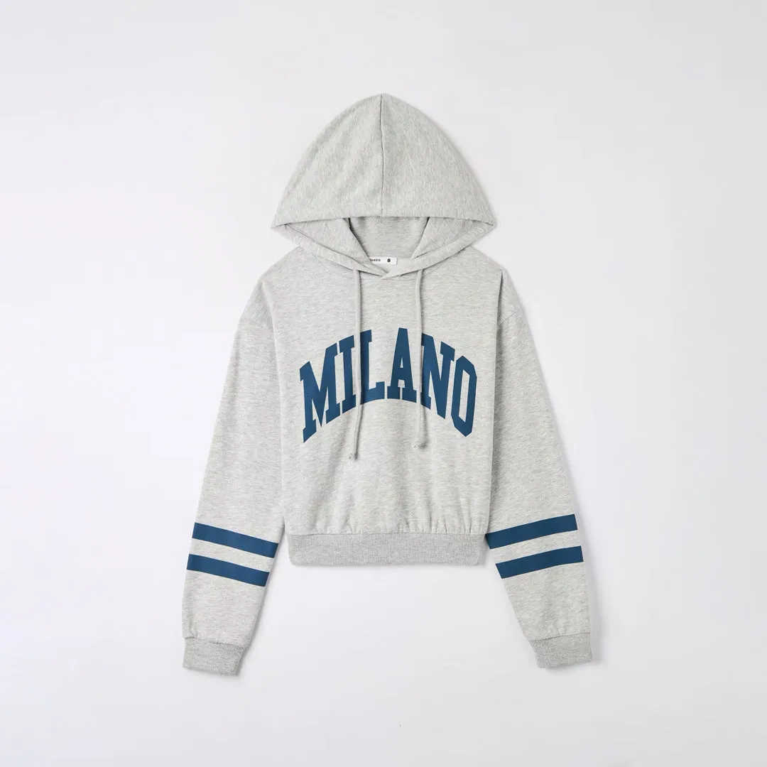 College-Style Lettering  Hooded Sweatshirt