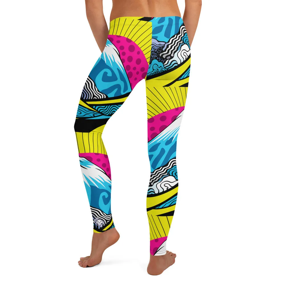 Colorful and Vibrant Roy Lichtenstein Mt Fuji Yoga Pants for Women 002