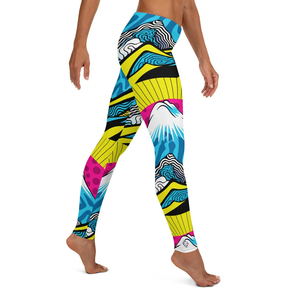 Colorful and Vibrant Roy Lichtenstein Mt Fuji Yoga Pants for Women 002