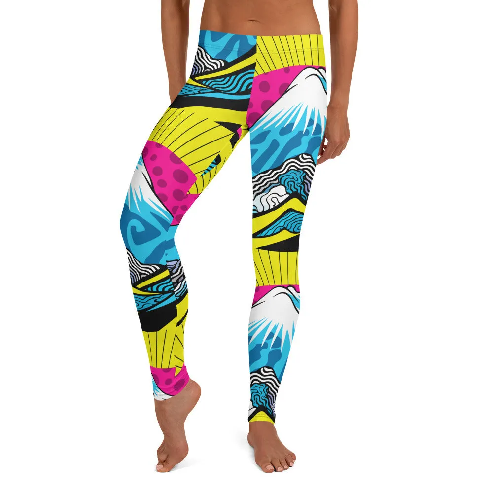 Colorful and Vibrant Roy Lichtenstein Mt Fuji Yoga Pants for Women 002