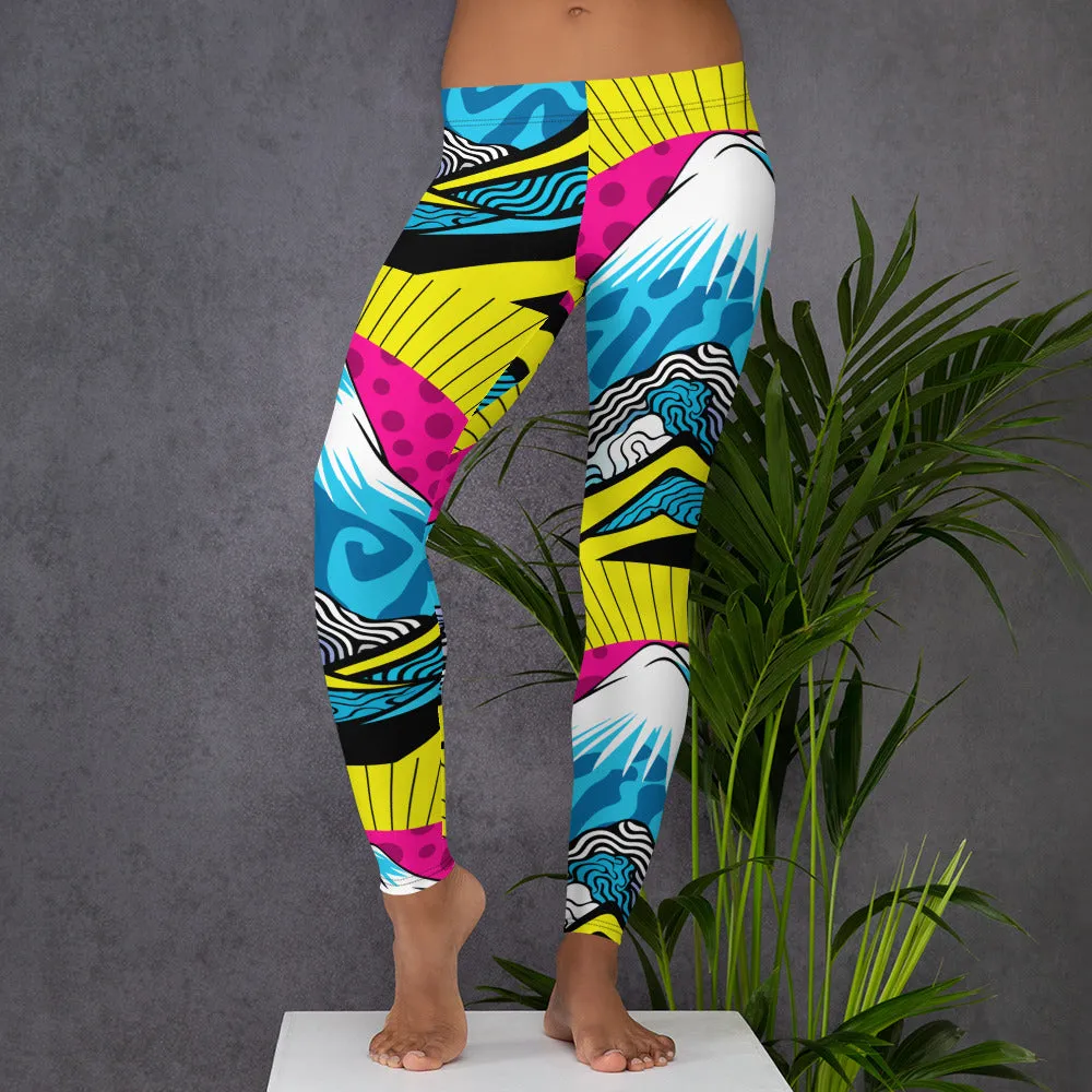 Colorful and Vibrant Roy Lichtenstein Mt Fuji Yoga Pants for Women 002