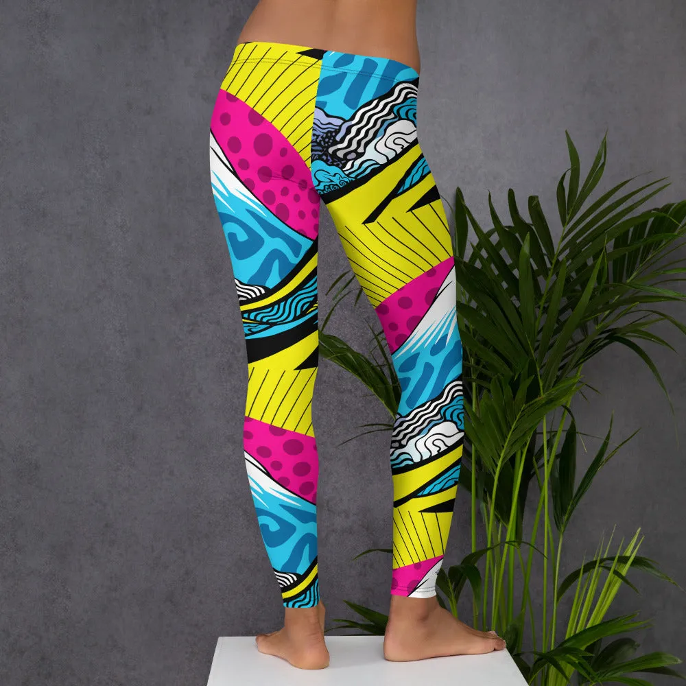 Colorful and Vibrant Roy Lichtenstein Mt Fuji Yoga Pants for Women 002