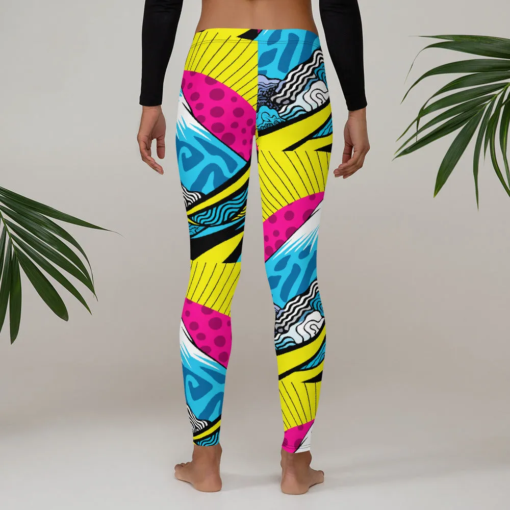 Colorful and Vibrant Roy Lichtenstein Mt Fuji Yoga Pants for Women 002