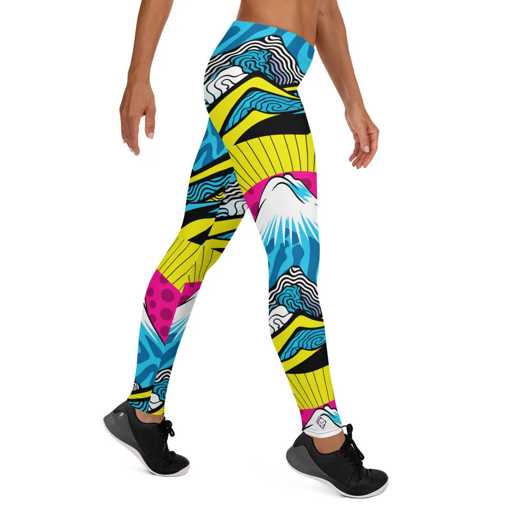 Colorful and Vibrant Roy Lichtenstein Mt Fuji Yoga Pants for Women 002