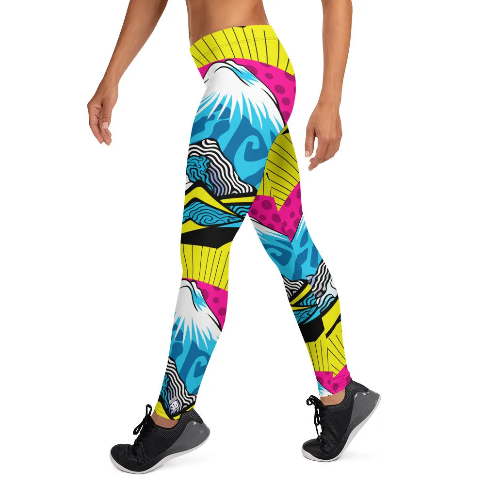 Colorful and Vibrant Roy Lichtenstein Mt Fuji Yoga Pants for Women 002