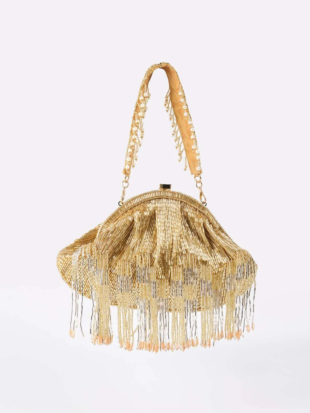 Cream Sequin Embroidered Potli Bag