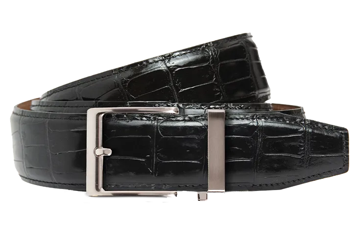 Crocodile Black, 40mm Strap, Luxury Belt