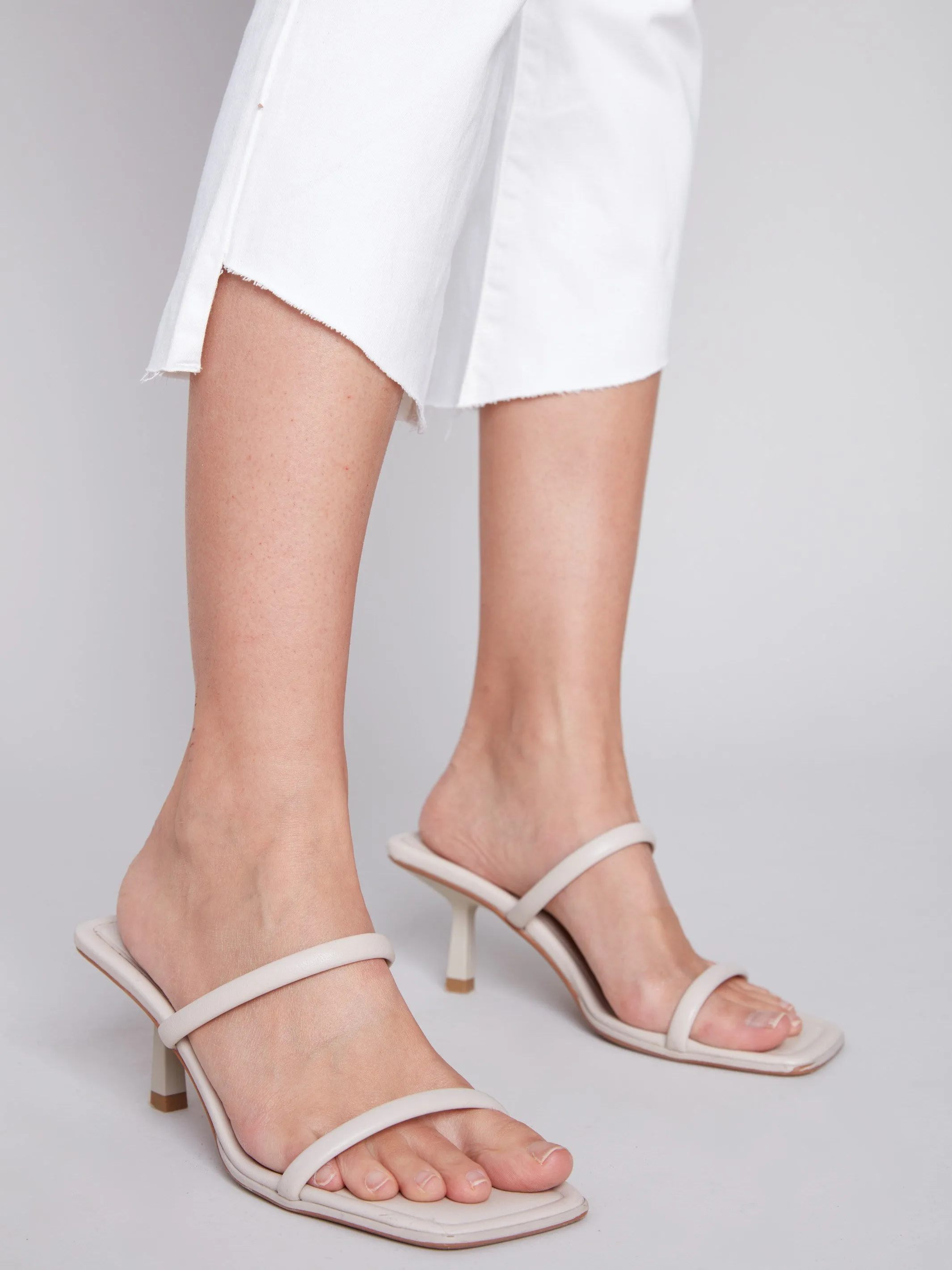 Cropped Bootcut Twill Pants with Asymmetrical Hem - White