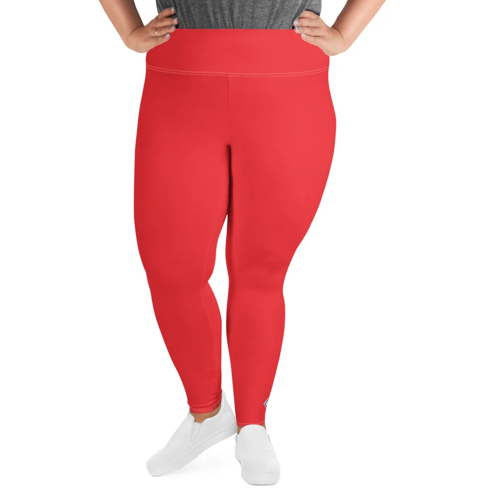 Curve Confidence: Plus Size Solid Color Yoga Pants for Women - Scarlet