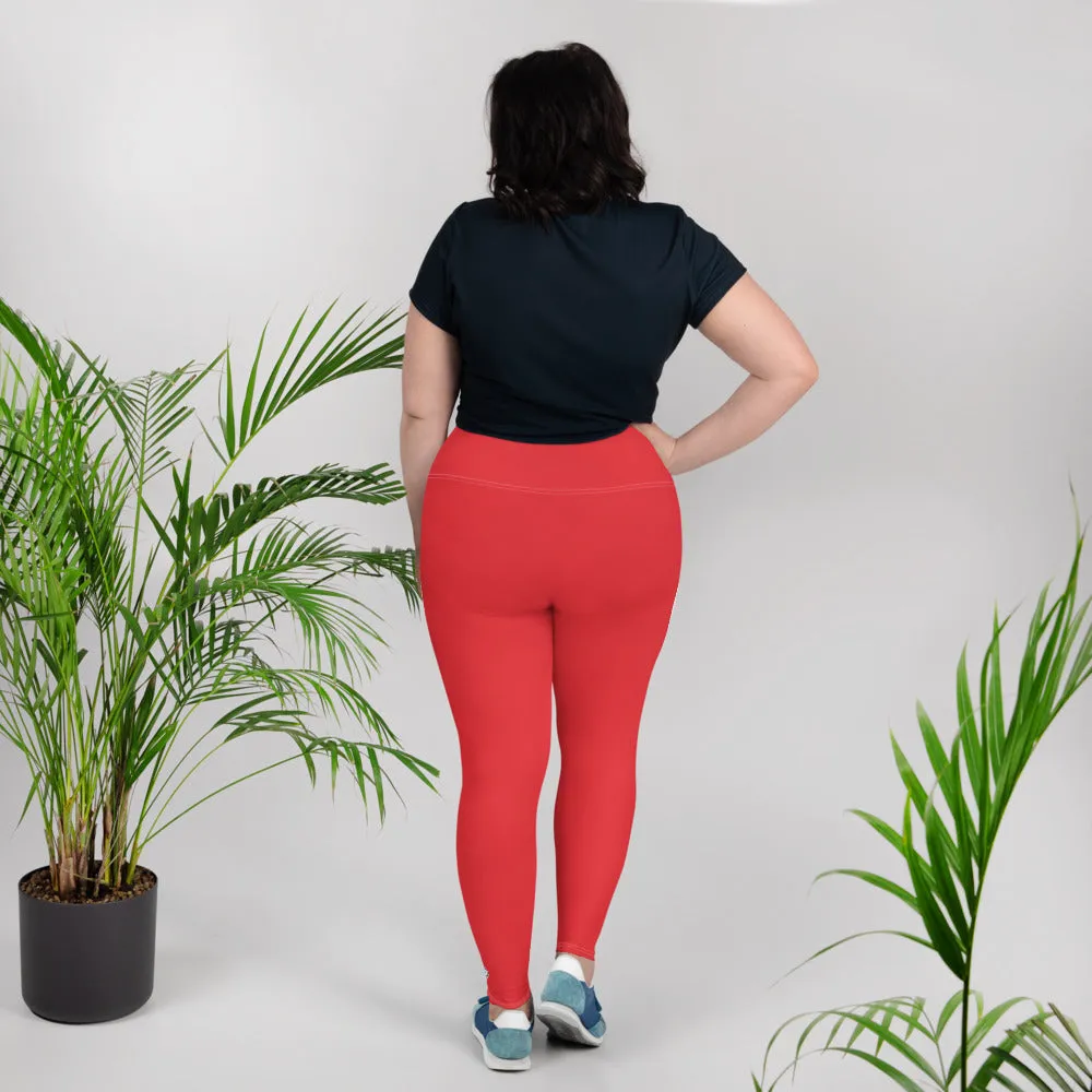 Curve Confidence: Plus Size Solid Color Yoga Pants for Women - Scarlet