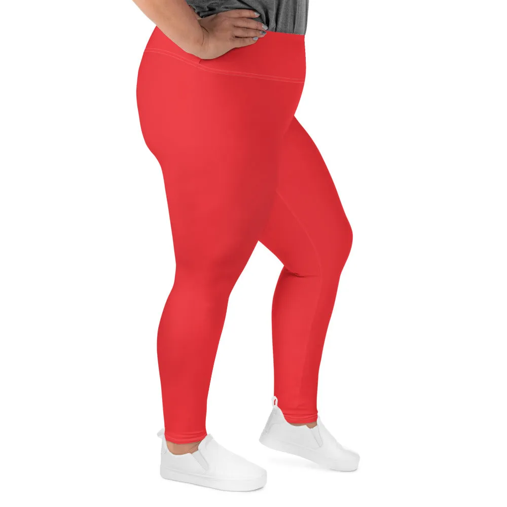 Curve Confidence: Plus Size Solid Color Yoga Pants for Women - Scarlet