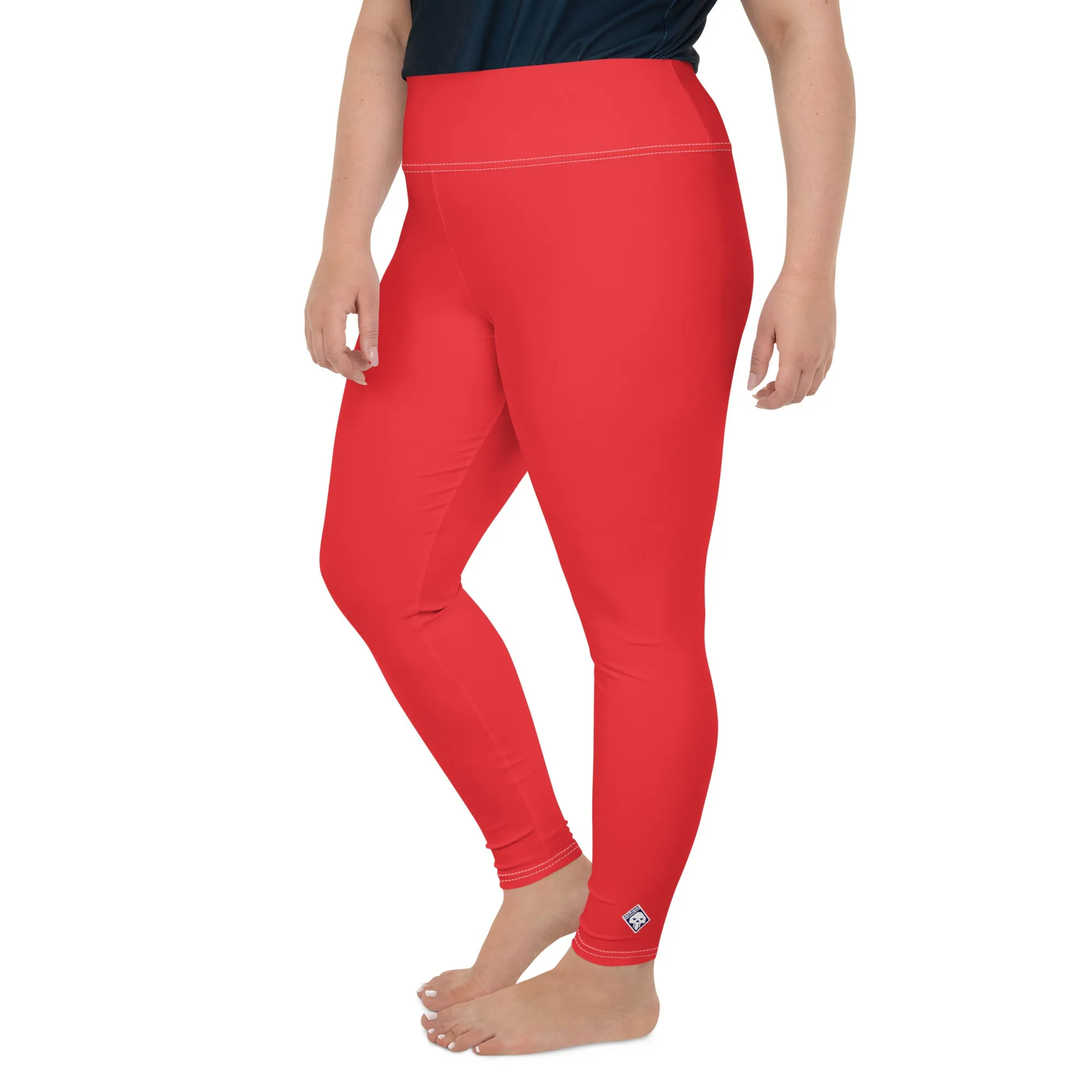 Curve Confidence: Plus Size Solid Color Yoga Pants for Women - Scarlet