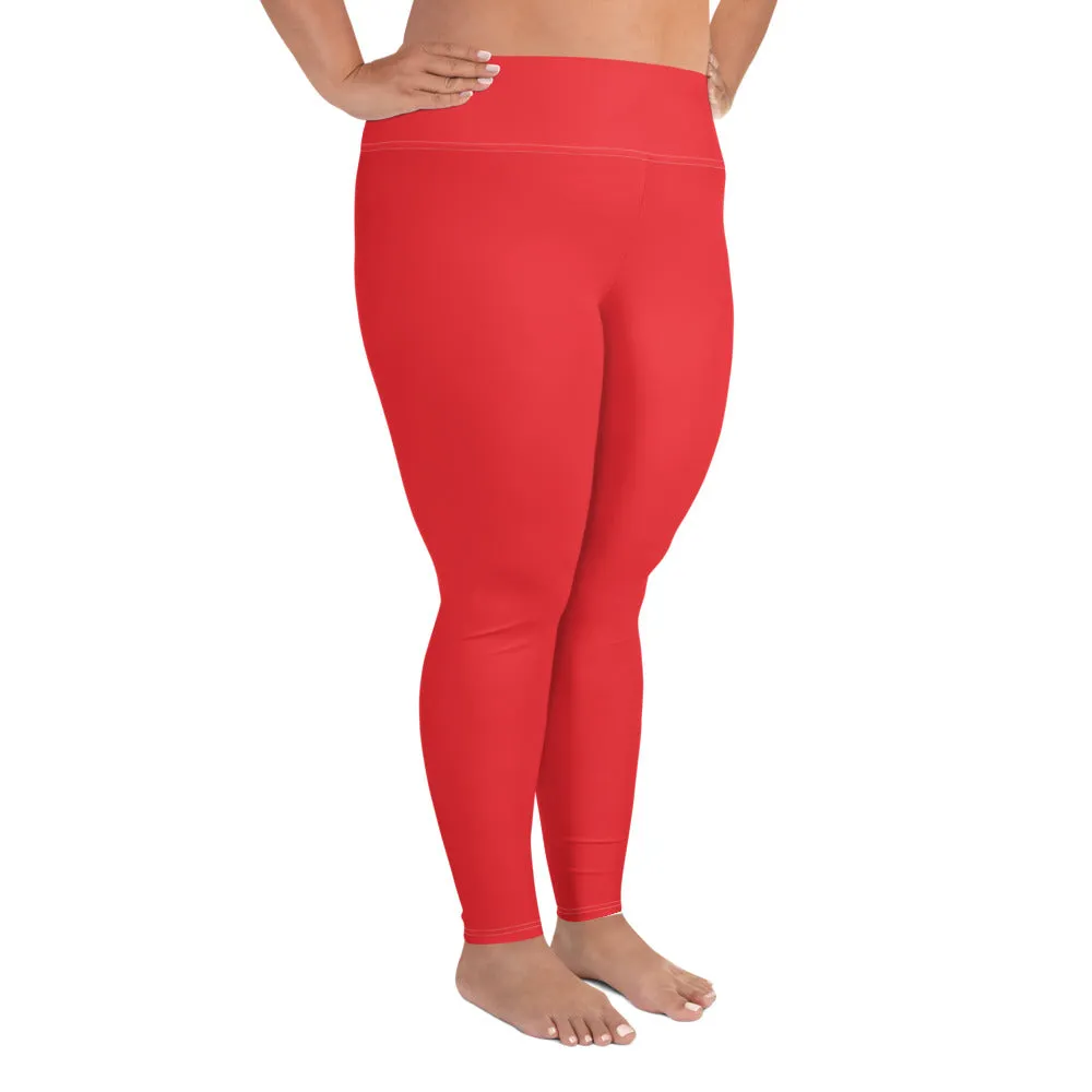 Curve Confidence: Plus Size Solid Color Yoga Pants for Women - Scarlet