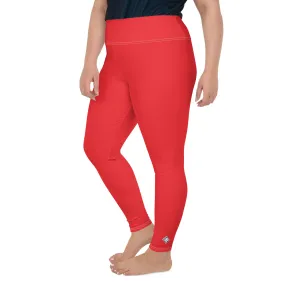 Curve Confidence: Plus Size Solid Color Yoga Pants for Women - Scarlet