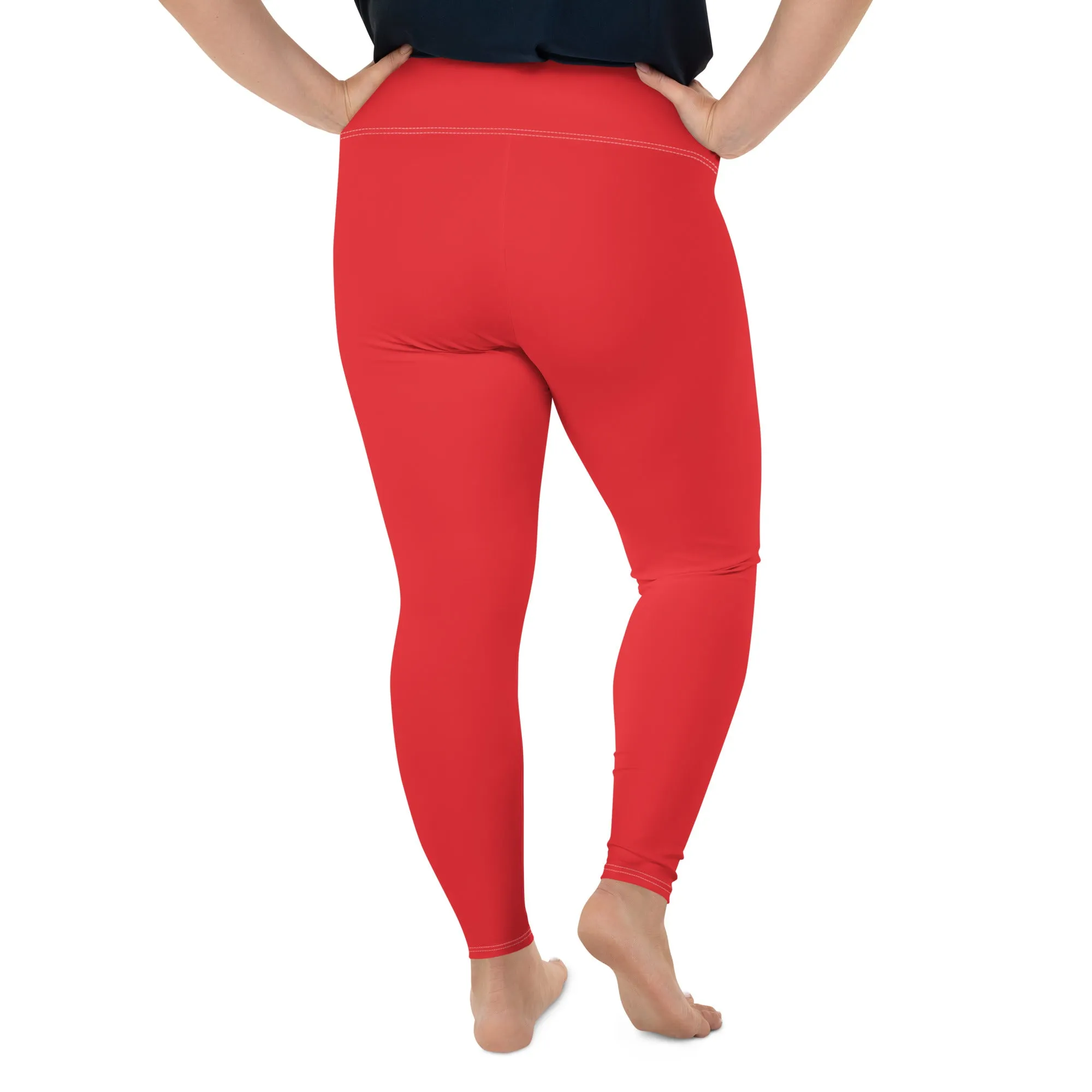 Curve Confidence: Plus Size Solid Color Yoga Pants for Women - Scarlet