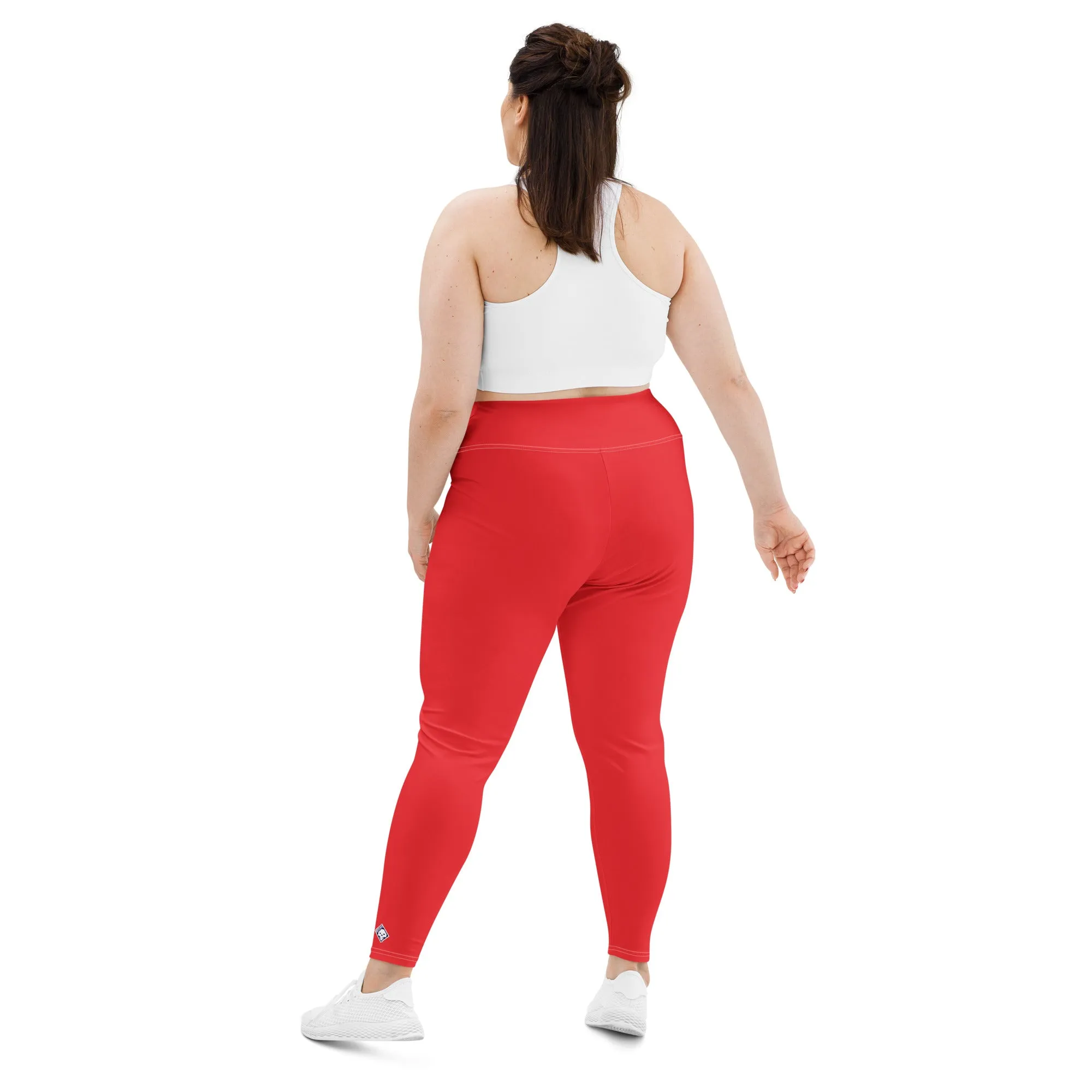 Curve Confidence: Plus Size Solid Color Yoga Pants for Women - Scarlet