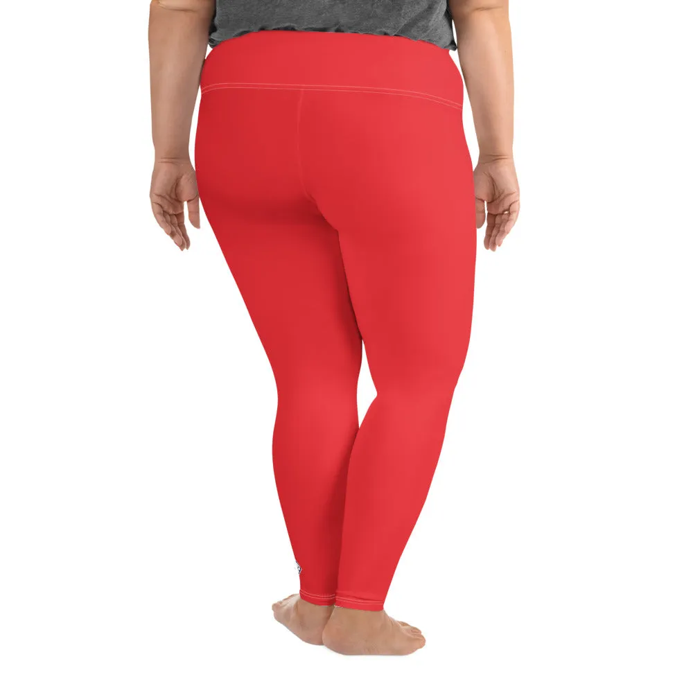 Curve Confidence: Plus Size Solid Color Yoga Pants for Women - Scarlet