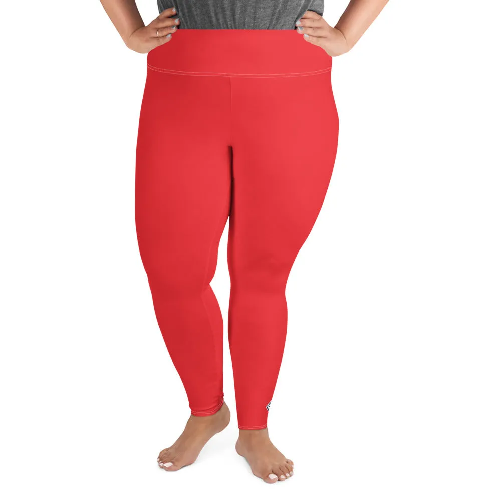 Curve Confidence: Plus Size Solid Color Yoga Pants for Women - Scarlet