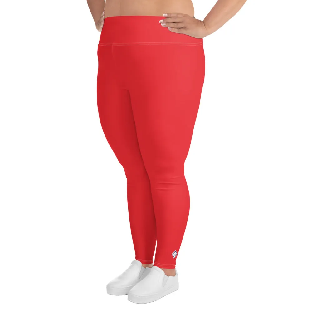 Curve Confidence: Plus Size Solid Color Yoga Pants for Women - Scarlet