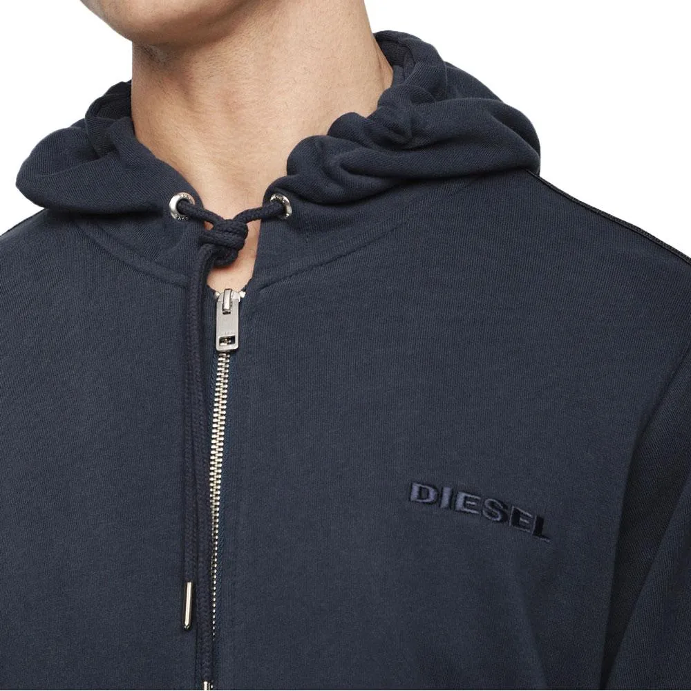 Diesel Brandon - Z Logo Lounge Hooded Zip Sweat - Navy