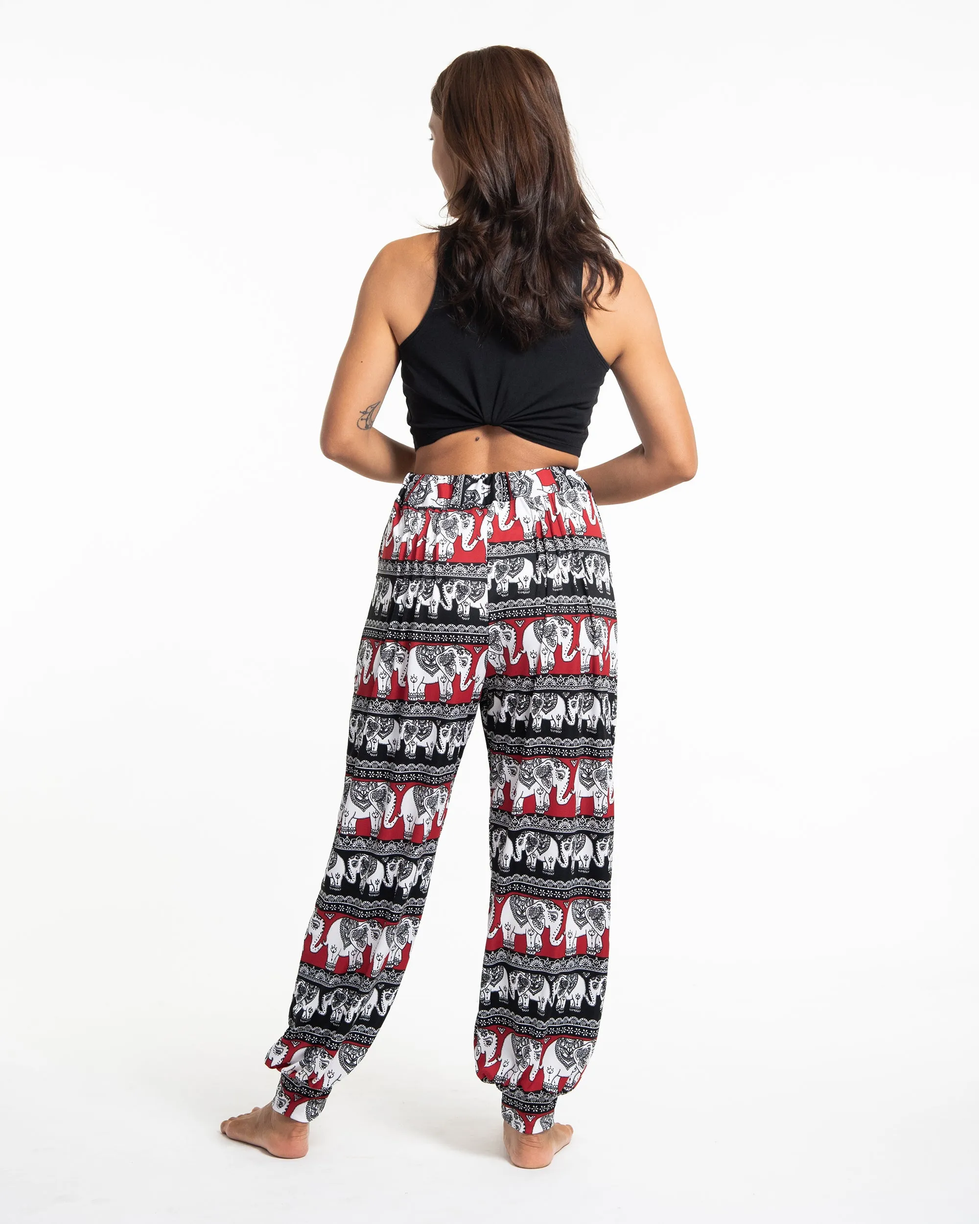 Eco-Friendly Elephant Print Women Harem Pants in Red