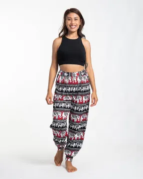 Eco-Friendly Elephant Print Women Harem Pants in Red