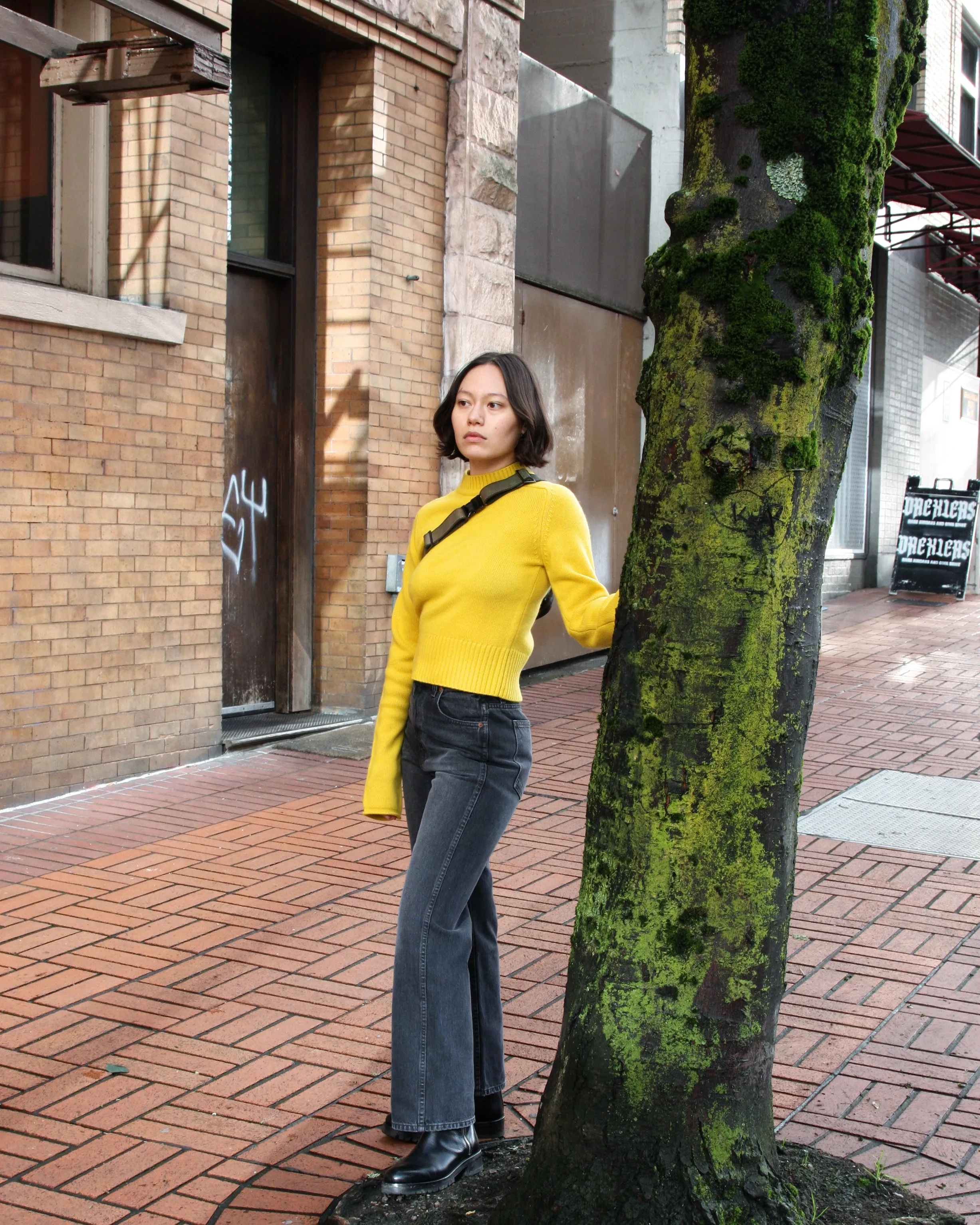 Extreme Cashmere Sunflower Yellow Fitted Crewneck Sweater