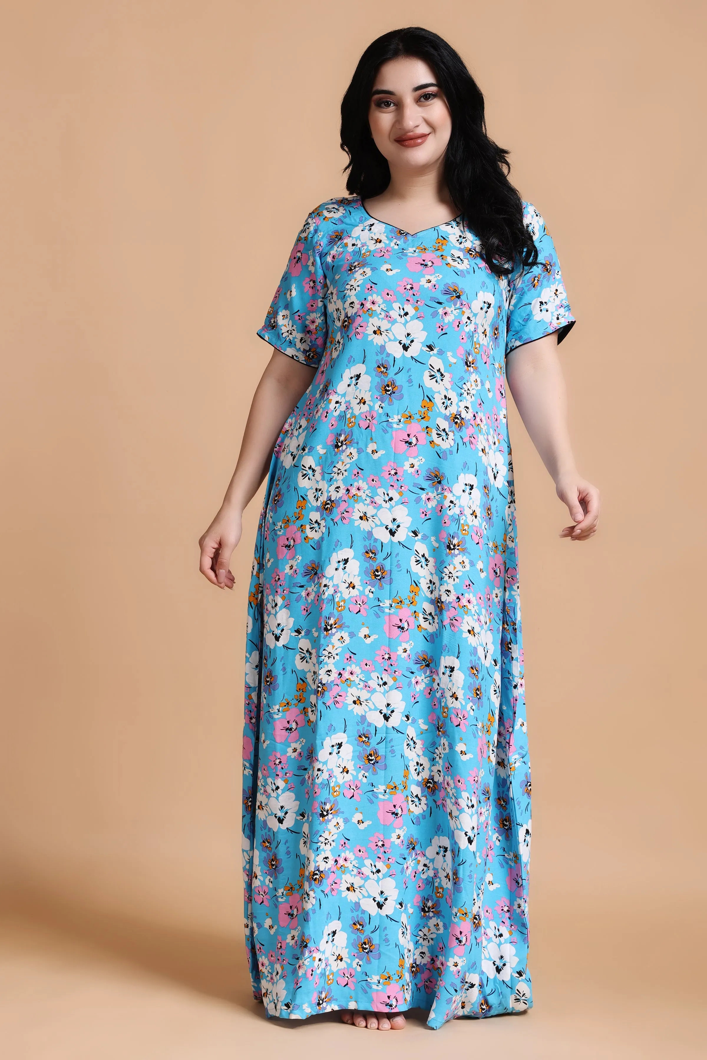 Floral Bliss Rayon Night Gown