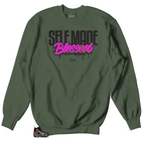 Foamposite Floral Sweater - Self Made - Military Green