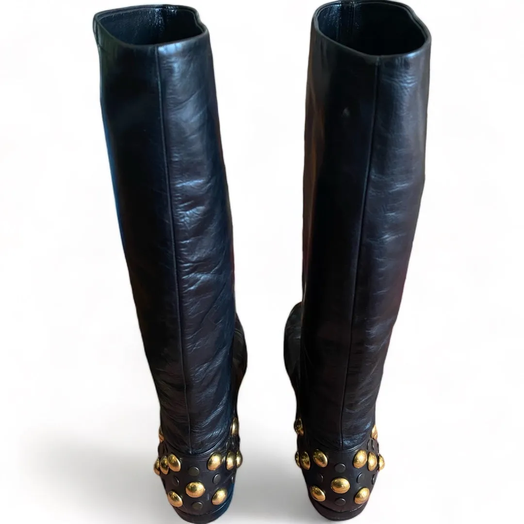 Gucci Studded Leather Riding Boots