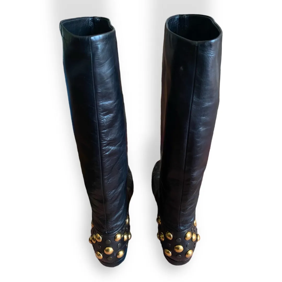 Gucci Studded Leather Riding Boots