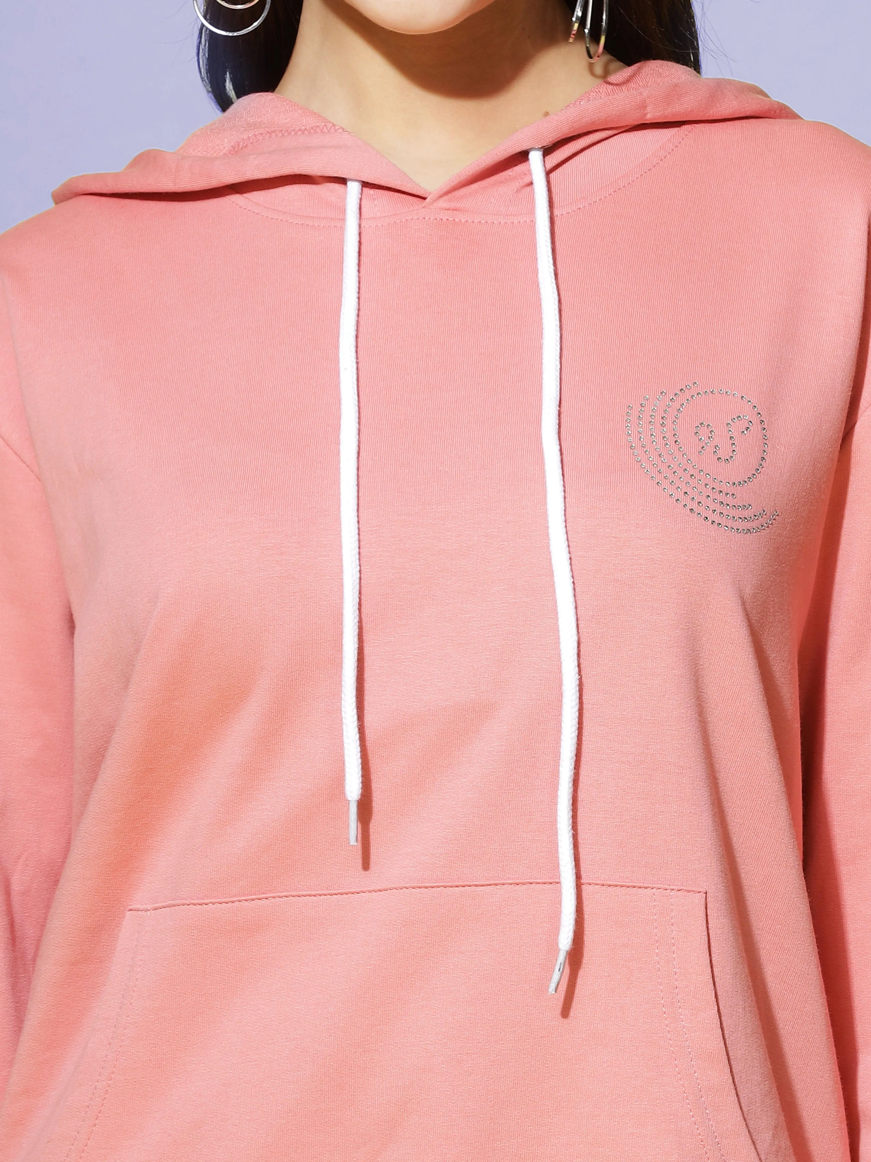 Hosiery Cotton Hoodie Peach