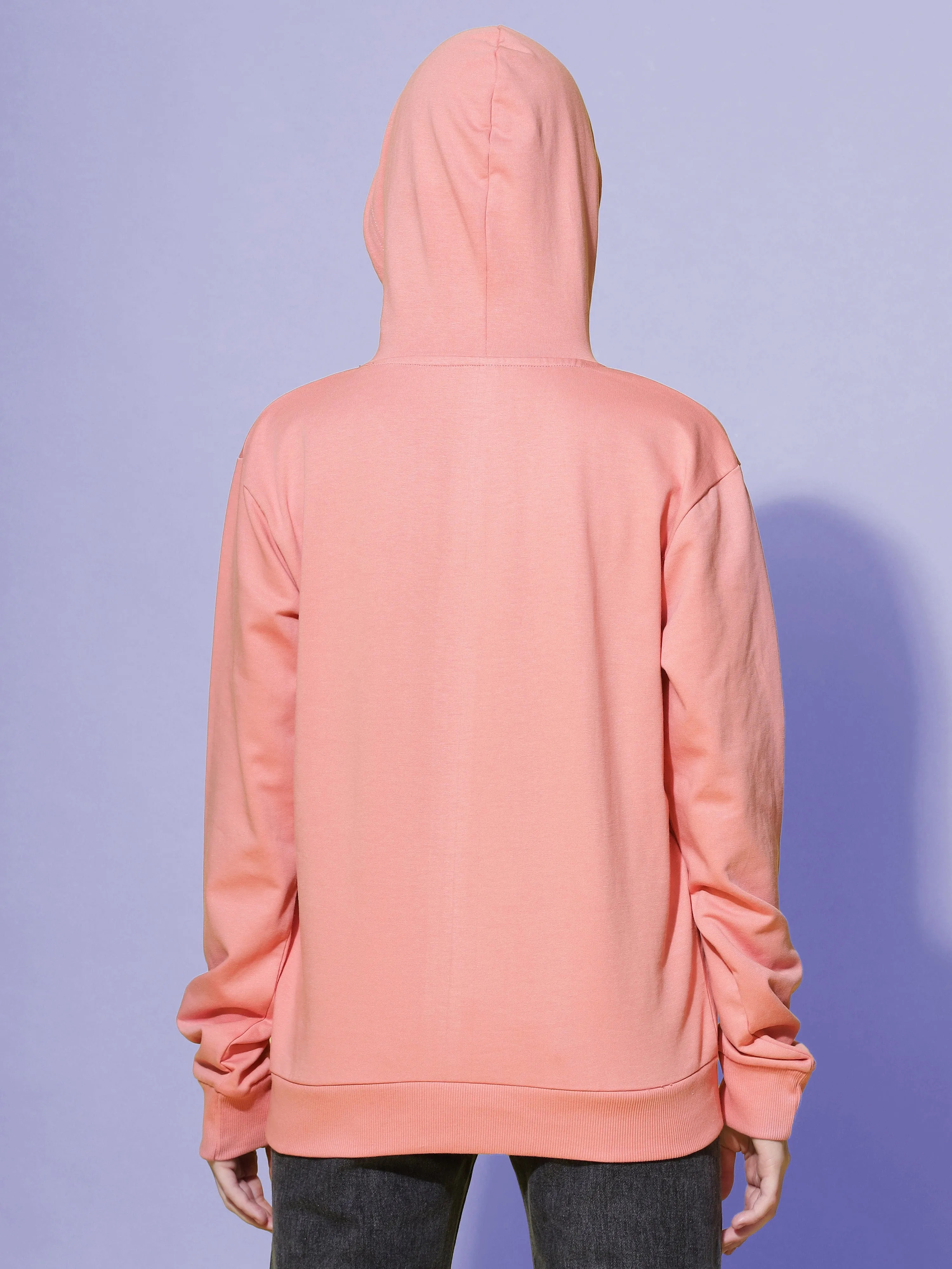 Hosiery Cotton Hoodie Peach