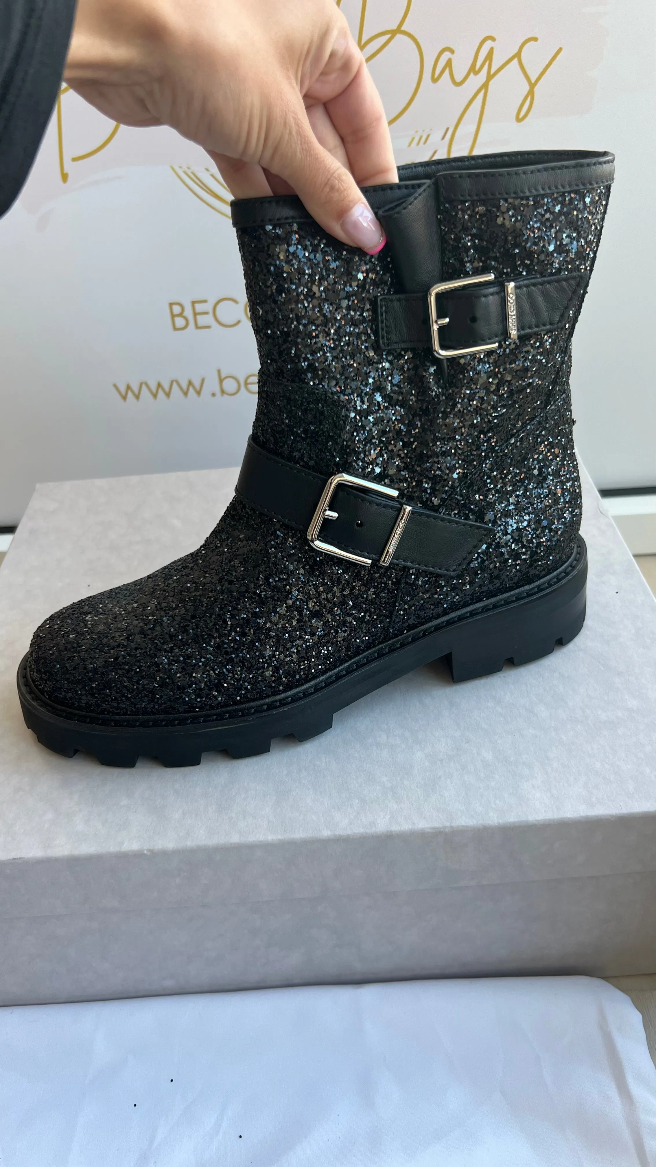 Jimmy Choo Glitter Ankle Boots