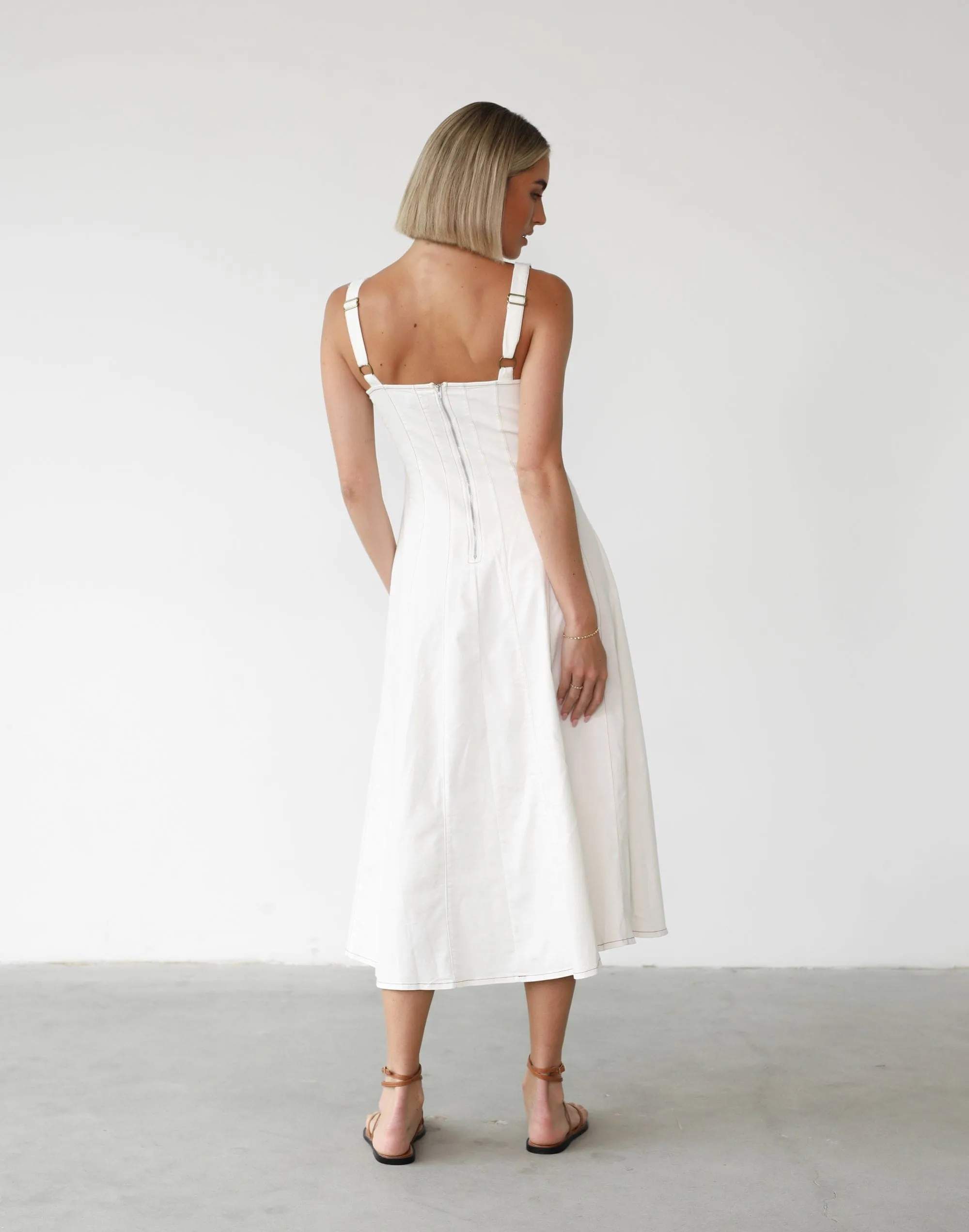 Kella Denim Maxi Dress (White)