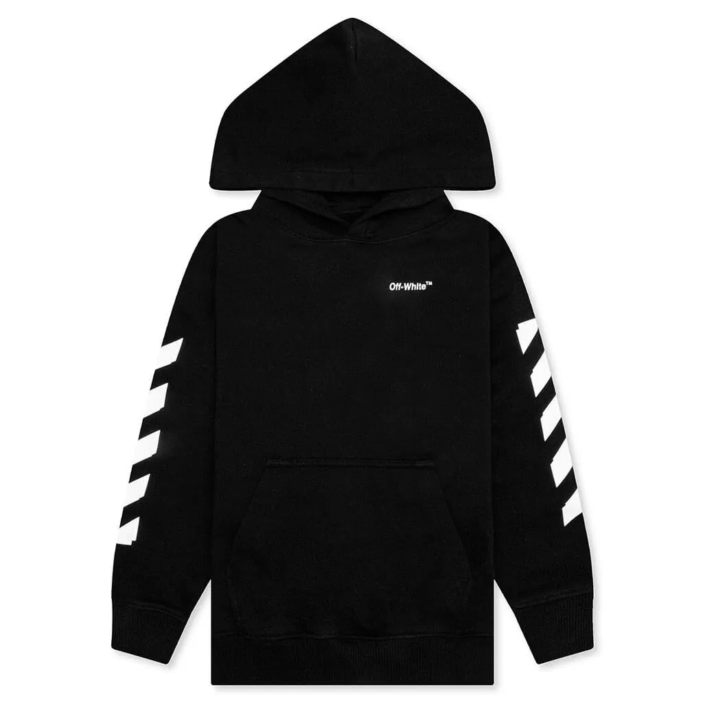 Kids Rubber Arrow Hoodie - Black/White