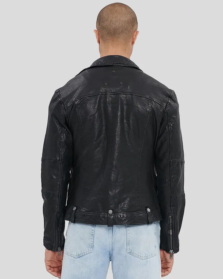 Lysle Black Motorcycle Leather Jacket