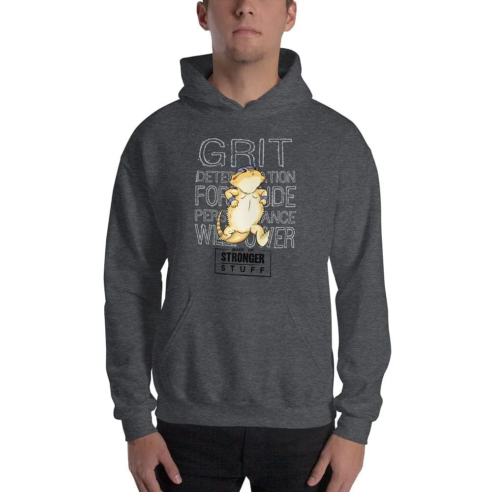 Made of Stronger Stuff Hoodie, Silly Bearded Dragon Gift, Cute Reptile Gift Pullover