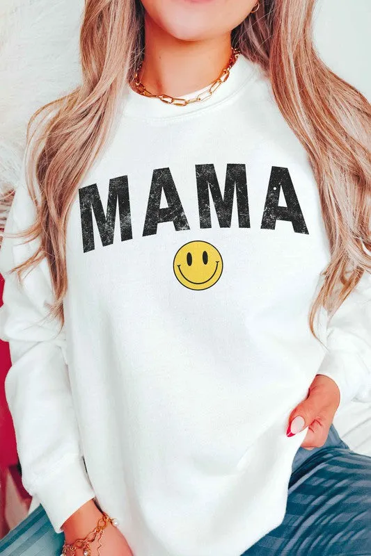 MAMA HAPPY FACE GRAPHIC SWEATSHIRT