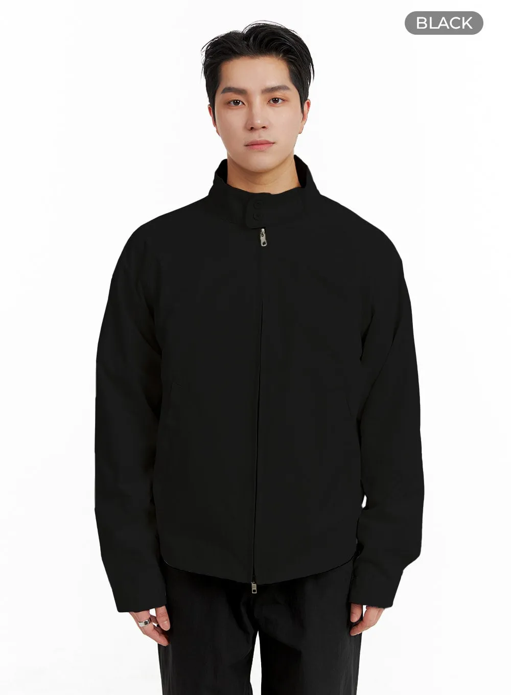 Men's Solid High Neck Jacket IA401